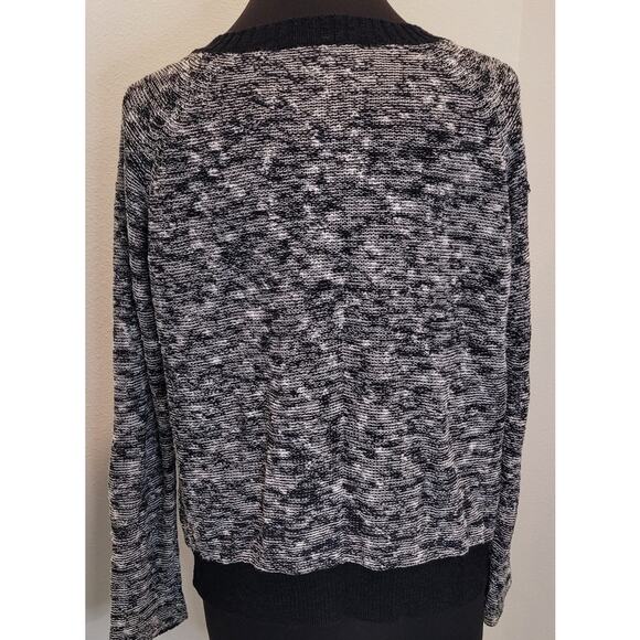 Eileen Fisher Black Heathered Linen Twist Scoop Neck Sweater M - Picture 3 of 9